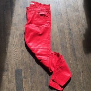Pull&Bear Red Leather Pants